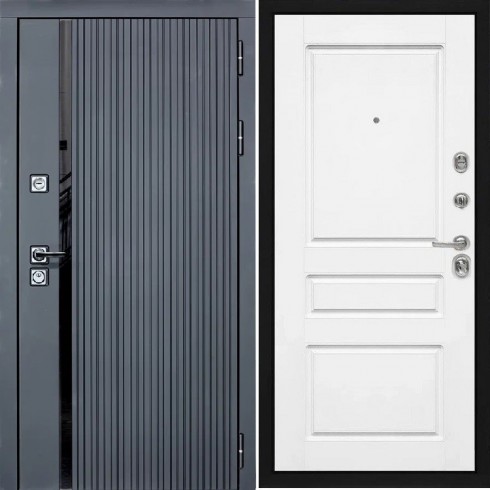 Входная дверь Cударь STR МХ-46 Черный кварц/Д-13 Белый софт