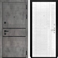 Входные двери L-43 Бетон графит/Арт-1 Ясень Белая Эмаль