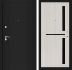 Металлическая дверь Лабиринт CLASSIC шагрень черная 02 - Сандал белый