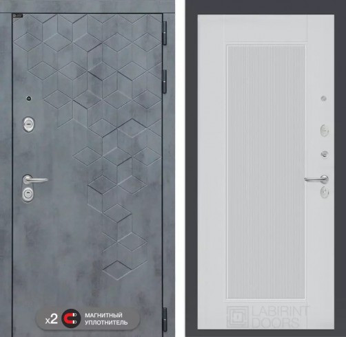 Металлическая дверь Лабиринт Бетон 30 - Белый рельеф софт