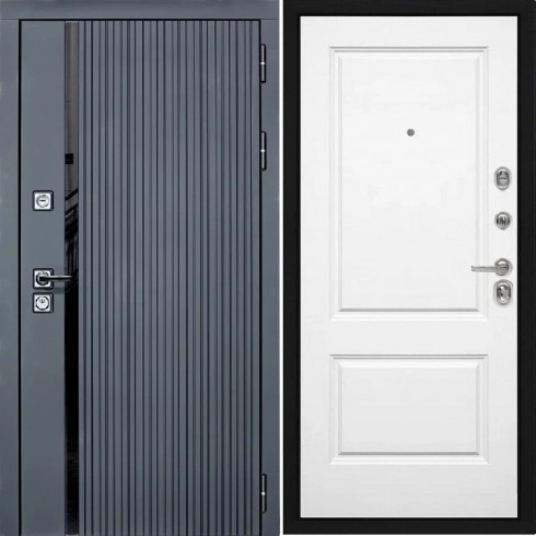 Входная дверь Cударь STR МХ-46 Черный кварц/Д-7 Белый софт