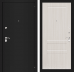 Металлическая дверь в квартиру Лабиринт CLASSIC шагрень черная 03 - Сандал белый