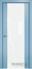 Межкомнатная дверь Оникс Hi-tech Престиж Эмаль голубая по ясеню, триплекс белый
