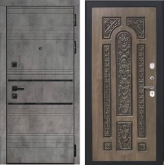 Входные двери L-43 Бетон графит/Д-19 Черная Патина Винорит
