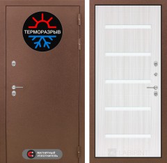 Металлическая дверь в дом Лабиринт Термо Магнит 01 - Сандал белый, стекло белое