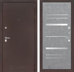Металлическая дверь в квартиру Лабиринт CLASSIC антик медный 20 - Бетон светлый, зеркальные вставки