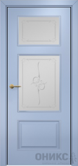 Межкомнатные двери Оникс Lite Прованс фрезерованный Эмаль голубая МДФ Сатинат белый