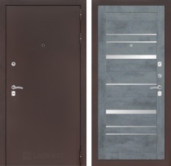 Металлическая дверь в квартиру Лабиринт CLASSIC антик медный 20 - Бетон темный, зеркальные вставки