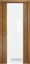 Межкомнатная дверь Оникс Hi-tech Престиж Дуб золотистый, триплекс белый