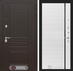Металлическая входная дверь в квартиру Мегаполис 22 - Белый софт, черная вставка
