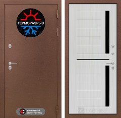Металлическая дверь в дом Лабиринт Термо Магнит 02 - Сандал белый, стекло черное