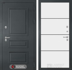 Входная дверь Лабиринт Атлантик 25 - Белый софт, черный молдинг