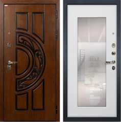 Металлическая дверь в квартиру Лекс Спартак с зеркалом Белый ясень (панель №37)