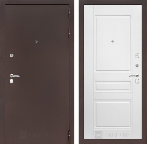 Металлическая дверь в квартиру Лабиринт CLASSIC антик медный 03 - Белый софт