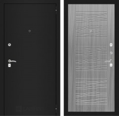 Металлическая дверь в квартиру Лабиринт CLASSIC шагрень черная 06 - Сандал серый
