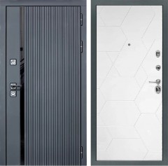 Входная дверь Cударь STR МХ-46 Черный кварц/М-16 Белый софт