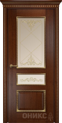 Межкомнатные двери Оникс Classic Версаль Красное дерево черная патина отделка золотом