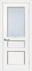 Дверь остекленная Мурано-2 белый, патина серебро