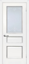 Дверь остекленная Мурано-2 белый, патина серебро