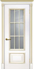 Межкомнатная дверь Текона Смальта-Deco 08 Белый Ral 9003 патина золото стекло
