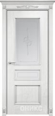 Межкомнатные двери Оникс Classic Версаль Эмаль белая Патина серебро Сатинат Белый