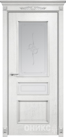 Межкомнатные двери Оникс Classic Версаль Эмаль белая Патина серебро Сатинат Белый