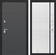 Металлическая входная дверь Лабиринт ART графит 22 - Белый софт, черная вставка