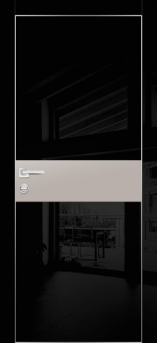 Дверь межкомнатная HGX-3 Черный глянец, стекло латте