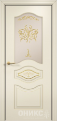 Межкомнатные двери Оникс Lite Сицилия фрезерованное Слоновая кость Сатинат бронза