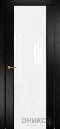 Межкомнатная дверь Оникс Hi-tech Престиж Эмаль черная по ясеню, триплекс белый