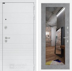 Металлическая дверь в квартиру Лабиринт Трендо с Зеркалом 18 - Бетон светлый