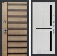 Входная дверь Лабиринт RITM 02 - Сандал белый, стекло черное