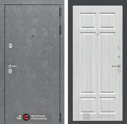 Металлическая дверь в квартиру Лабиринт Бетон 08 - Кристалл вуд