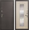 Металлическая дверь Лекс 1А с зеркалом Беленый дуб (панель №23)