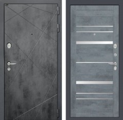 Входная дверь Лабиринт LOFT 20 - Бетон темный, зеркальные вставки