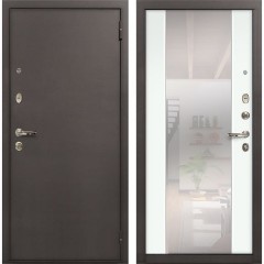 Входная стальная дверь Лекс 1А Стиль с Зеркалом Ясень белый (панель №61)