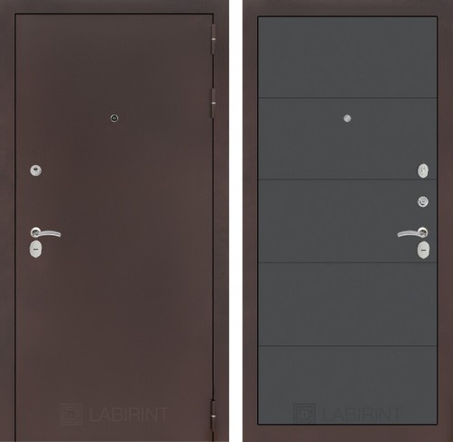 Металлическая дверь в квартиру Лабиринт CLASSIC антик медный 13 - Графит софт