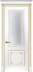 Межкомнатная дверь Текона Смальта-Deco 14 Белый ral 9003 патина золото, стекло