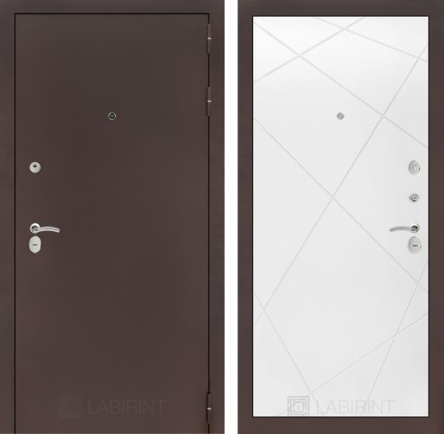 Металлическая дверь в квартиру Лабиринт CLASSIC антик медный 24 - Белый софт