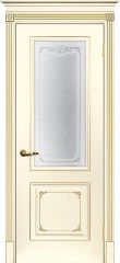Межкомнатная дверь Текона Смальта-Deco 14 Слоновая кость ral 1013 патина золото, стекло