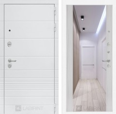 Металлическая дверь в квартиру Лабиринт Трендо с Зеркалом Максимум - Сандал белый