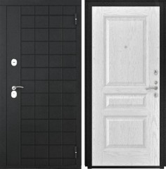 Входные двери L-36 Черный Муар/Атлант-2 Ясень белая эмаль