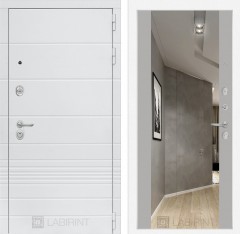 Металлическая дверь в квартиру Лабиринт Трендо с Зеркалом Максимум - Грей софт