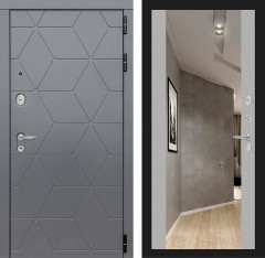 Металлическая дверь в квартиру Лабиринт COSMO с зеркалом Максимум - Грей софт