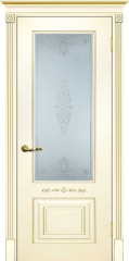 Межкомнатная дверь Текона Смальта-Deco 04 Слоновая кость Ral 9003 патина золото стекло