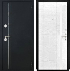 Металлические входные двери в квартиру L-37 Черный Муар с Блестками/АРТ-1 Ясень Белая Эмаль