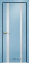 Межкомнатная дверь Оникс Hi-tech Верона 2 Эмаль голубая по ясеню, триплекс белый