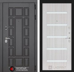 Металлическая входная дверь в квартиру NEW YORK 01 - Сандал белый, стекло белое