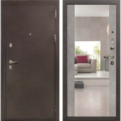 Металлическая дверь Лекс 5А Цезарь Стиль с Зеркалом Бетон серый (панель №102)