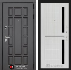 Металлическая входная дверь в квартиру NEW YORK 02 - Сандал белый, стекло черное